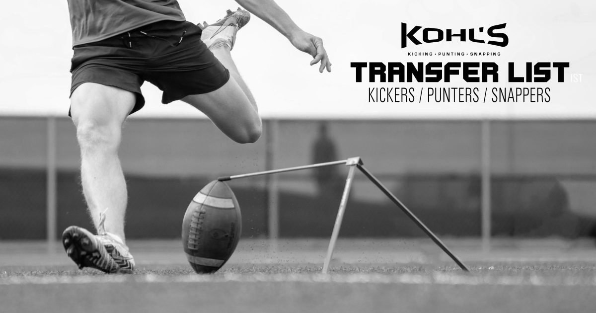 Kohl's Professional Camps Kohl's Transfer Portal Kickers, Punters,…